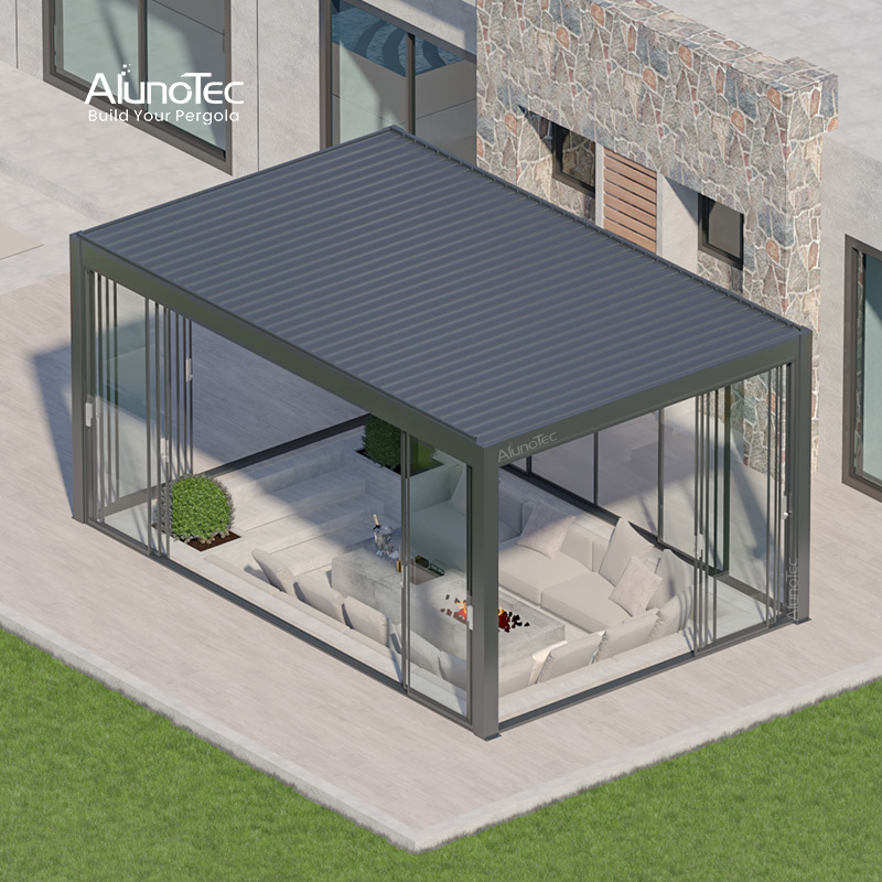 AlunoTec 10x16 Garden House Pergola Design Covered Patio Louvered Aluminium Pergola Kit
