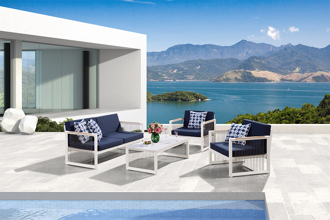 Exquisite Sofa Set Outdoor Leisure Aluminum Garden Patio Sectional Sofa Furniture (1)