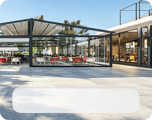 awning with glass door