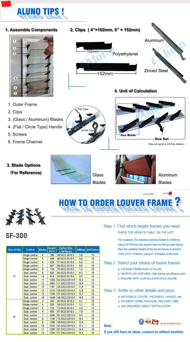 Bathroom Steel Glass Louvres Frame With Lever Mechanism