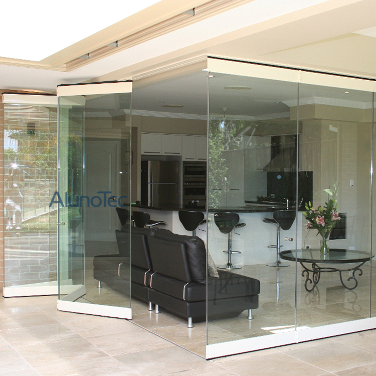 Modern Stainless Steel Framless Glass Bi-fold Door or Accessories