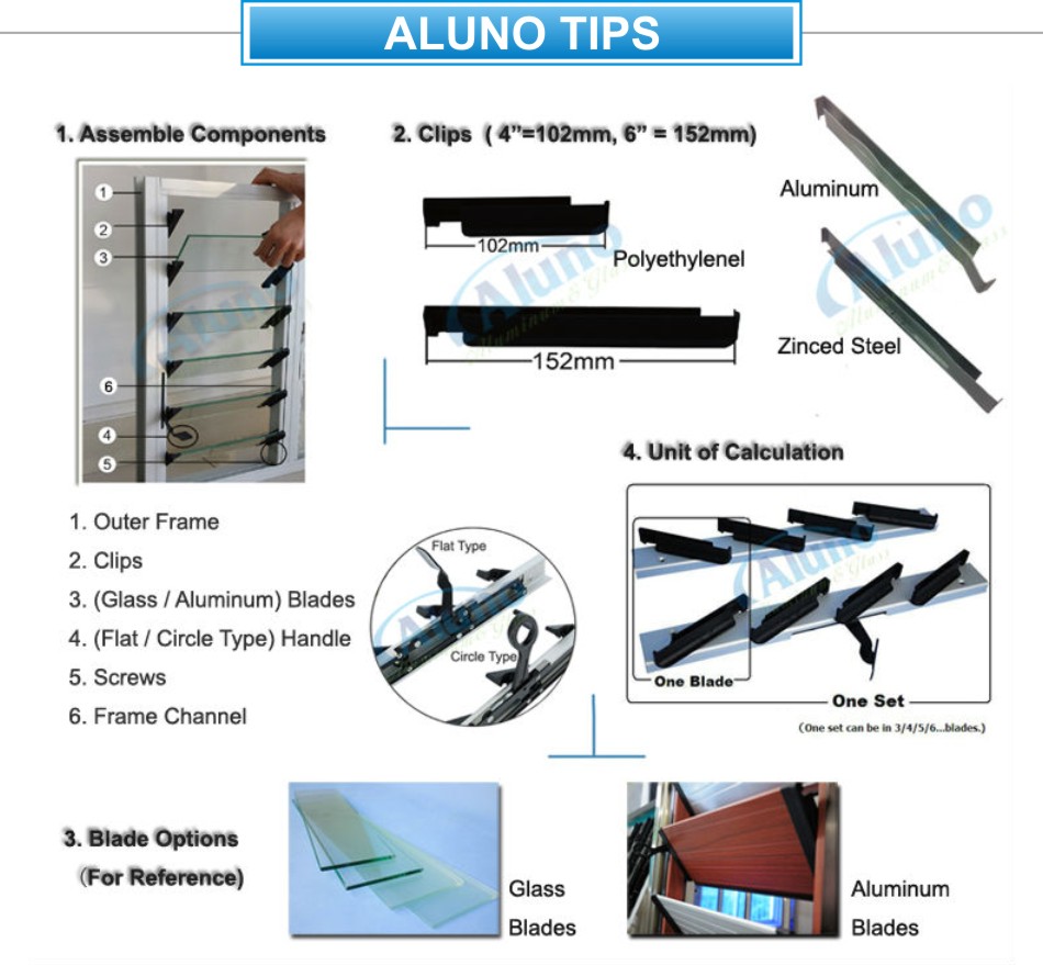Australian Standard Aluminum Glass Clip Shutter Frame