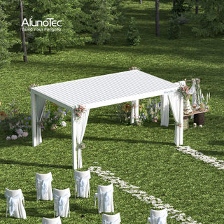 AlunoTec Heavy Duty Louver Roof Lightning Protection Bioclimatic Patio Builders Wedding Pergola with CE Certificated Motor