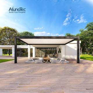 AlunoTec Wall Mounted 6x4 Motorised Pergola with Blck Frame White Louvres Cost