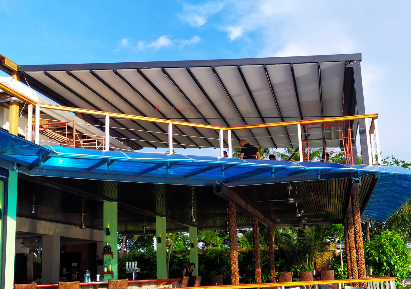 Motorized Retractable Awning For Outdoor Restaurant- Project From Palau