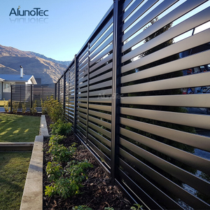 AlunoTec Outdoor Vertical Fences Slat Privacy Screen Panel Horizontal Aluminum Slatt Fence Garden Fencing