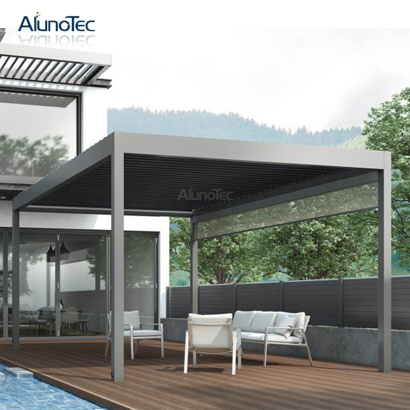 Modern Pergola Waterproof Awning Louvered Patio Roof System For Outdoor