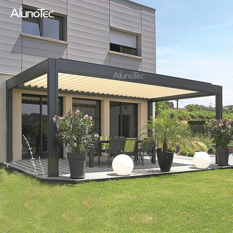 Motorized Pergola Garden Aluminium Gazebo Garden With Operable Louver ...