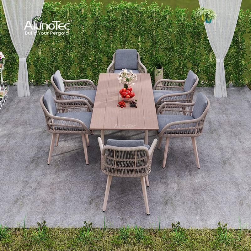 AlunoTec New Rainproof Sun Screen Outdoor Furniture Recliner Sofa Dining 4 Sets