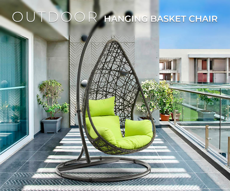 AlunoTec Outdoor Pod Chair Balcony Garden Hammock Porch Hanging Canopy Patio Backyard Deck Basket