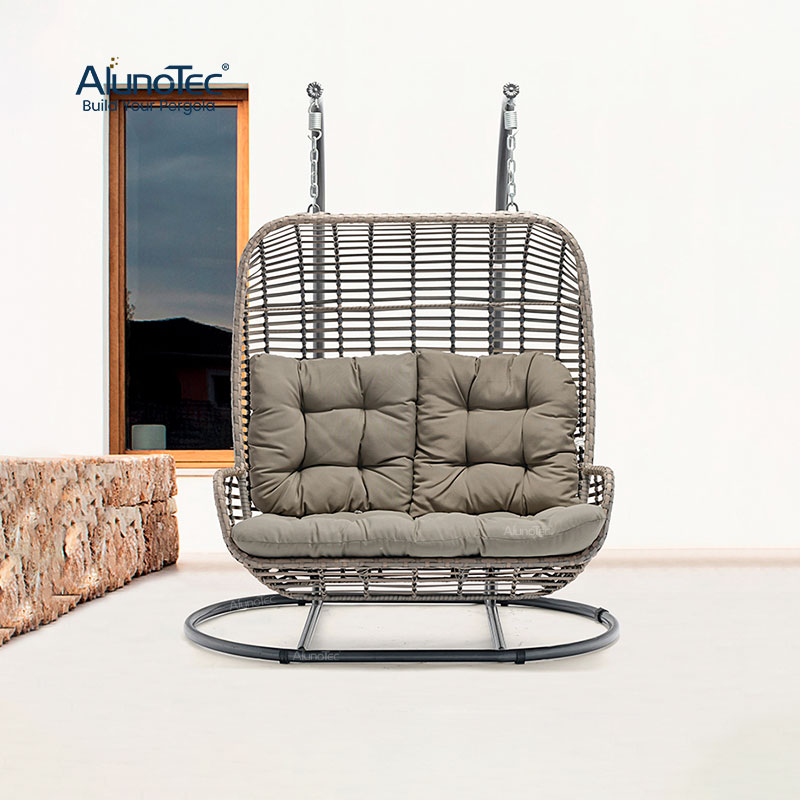 AlunoTec Outdoor Oasis Relaxation Swing Comfortable Deluxe Patio Double Hanging Besket Chair