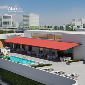 AlunoTec 3m 4m 5m 6m waterproof Patio House Electric Full Cassette Awning with Led Light