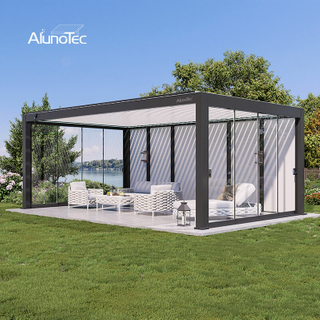 AlunoTec Custom Enclosed Patio Builders Aluminum Adjustable Louvered Pergola 