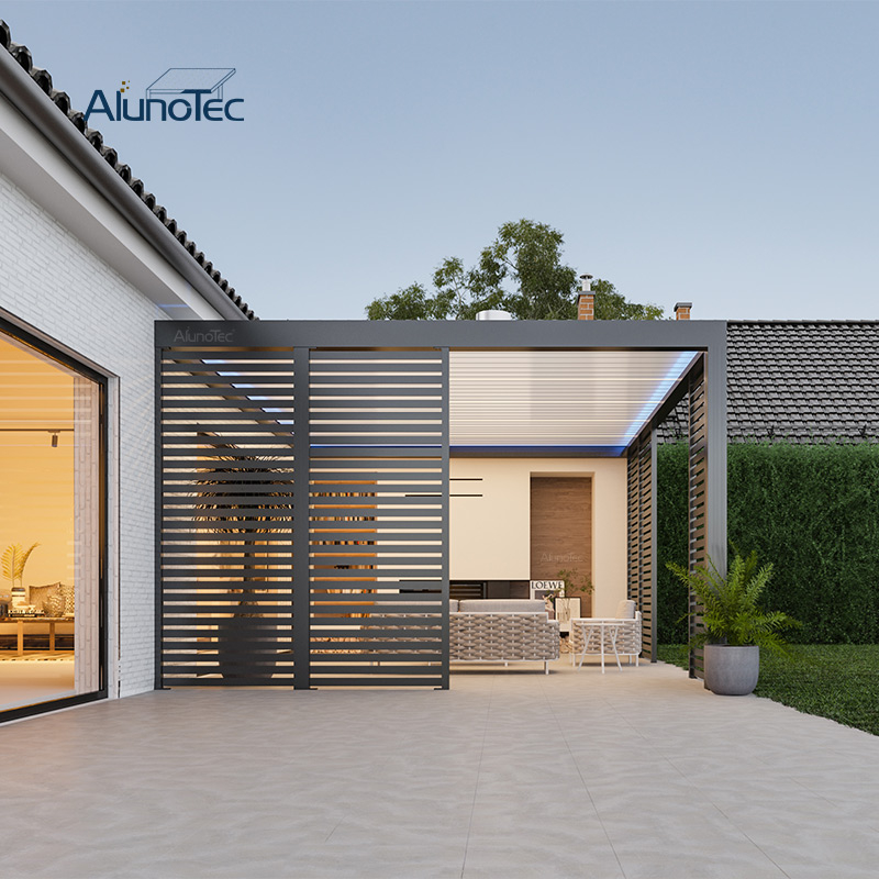 AlunoTec Custom Made Privacy Aluminum Slatted Fence Panels for Pergola Residential Commercial