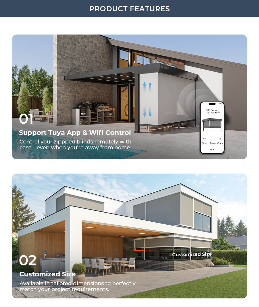 90&deg; corner Zipped blinds (3)