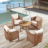 PE Rattan Wicker Weaving Sling Rope Sofa Set Outdoor Garden Furniture