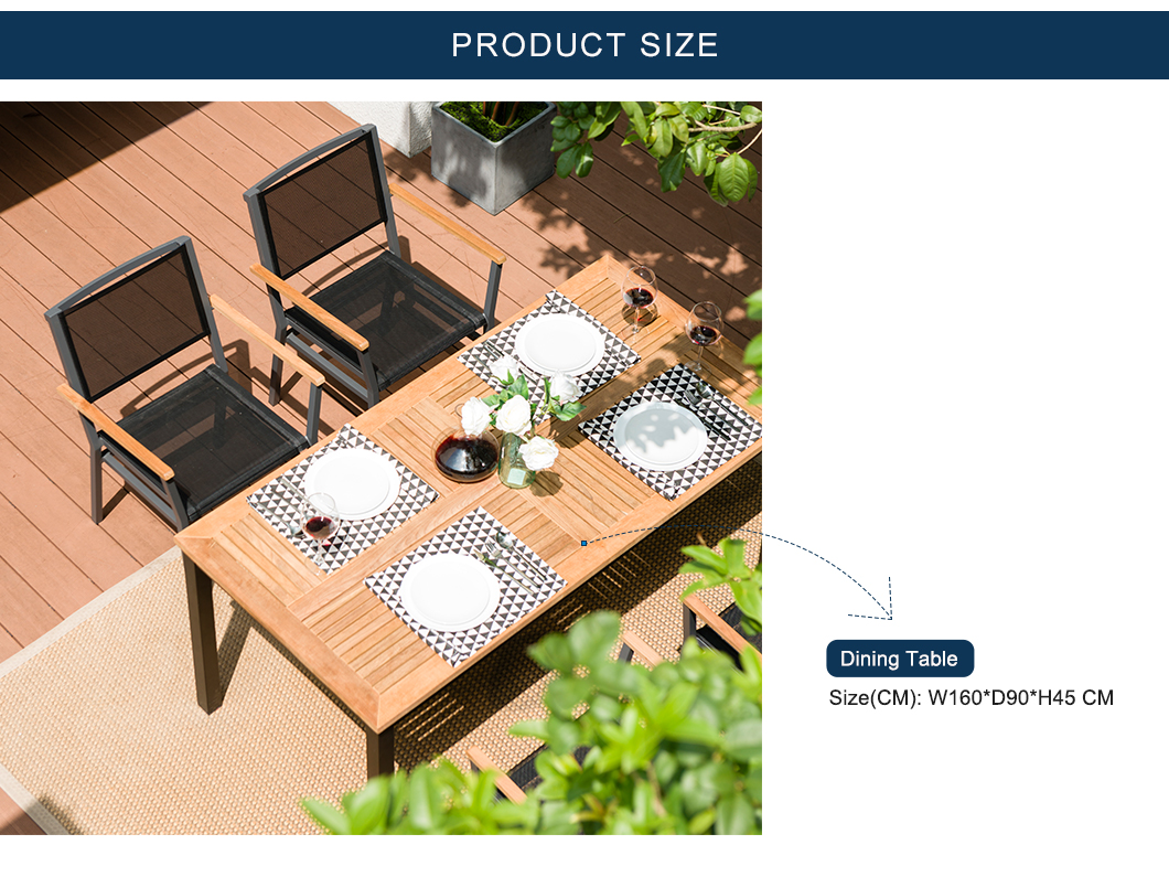 Europe Design Patio Furniture Aluminium Textliene 4 Seater Outdoor Garden Dining Set (3)