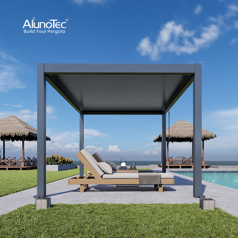 Outdoor Waterproof Garden Gazebo Motorized Pergola Aluminum Louver Roof Systems