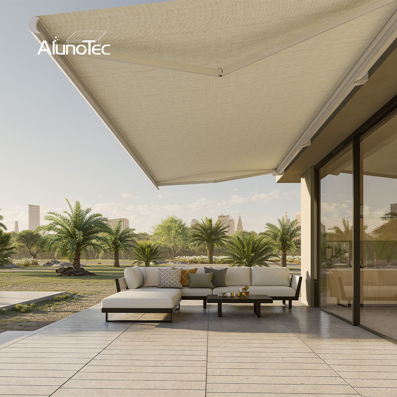 AlunoTec 2.5x2.5m 3x3m Electric Window Door Full-cassette Awning with GOB Light