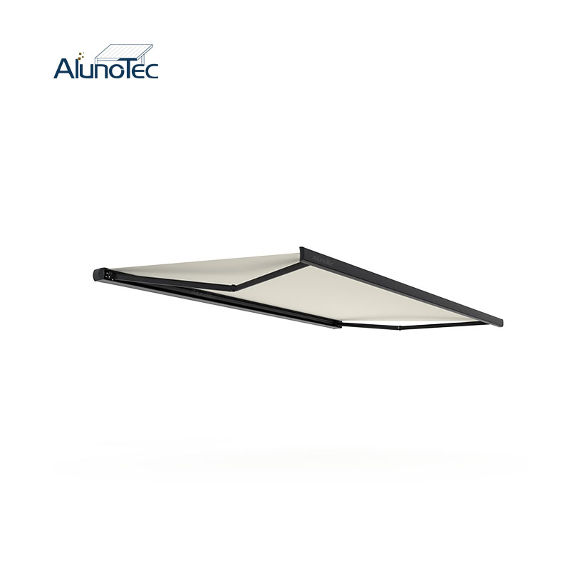 AlunoTec Motorized Sun Shade Wall Installing Full Cassette Retractable Awnings with Wind Sensors