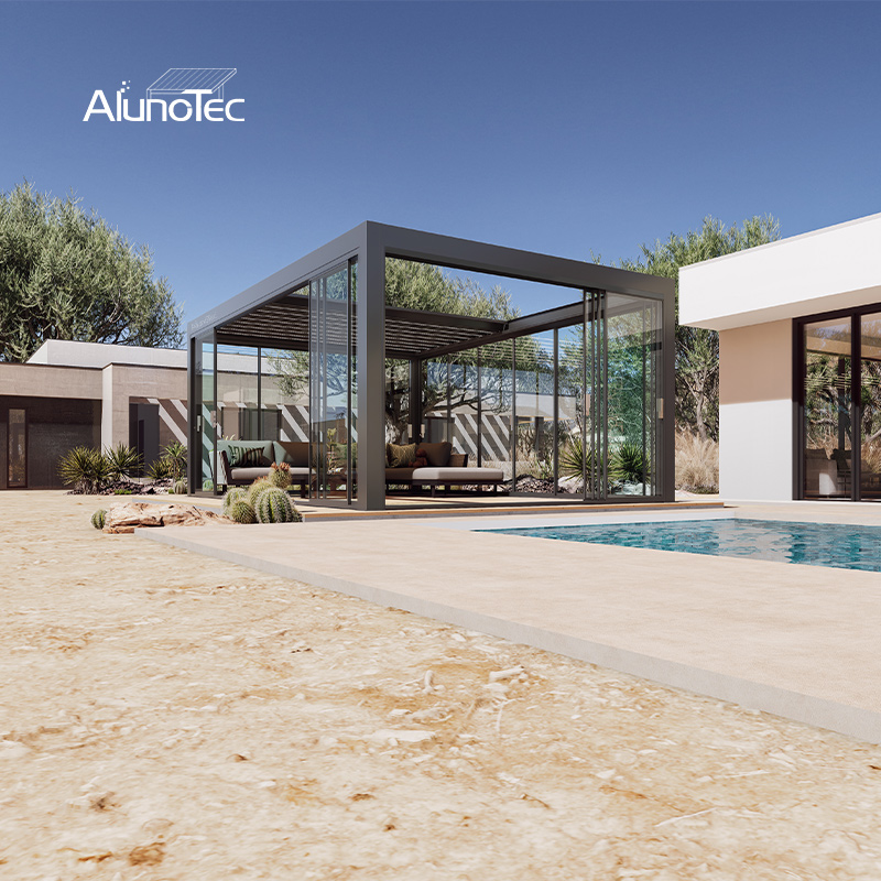 AlunoTec New R200 Easy Installation Fully Retractable Roof Motorized Pergola