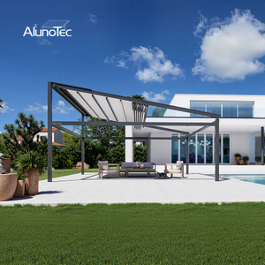 AlunoTec Any Size Fully Waterproof Sunroom Electric Patio Covers Aluminum Retractable PVC Roof