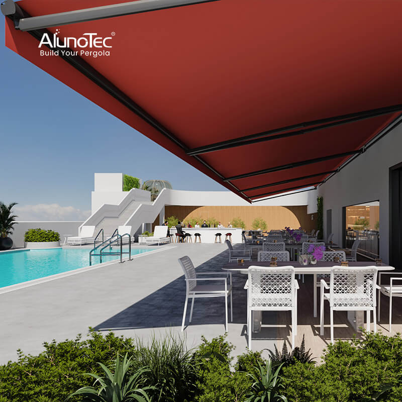 AlunoTec 3m 4m 5m 6m waterproof Patio House Electric Full Cassette Awning with Led Light