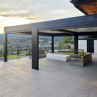 AlunoTec Motorized Louvered Roof Top Aluminum Modern Backyard Shade Structures Rainproof Pergola