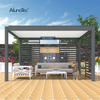 AlunoTec Manual Operation Garden Gazebo Kitd Sun Shade Opening Roof Aluminum Louvered Pergola