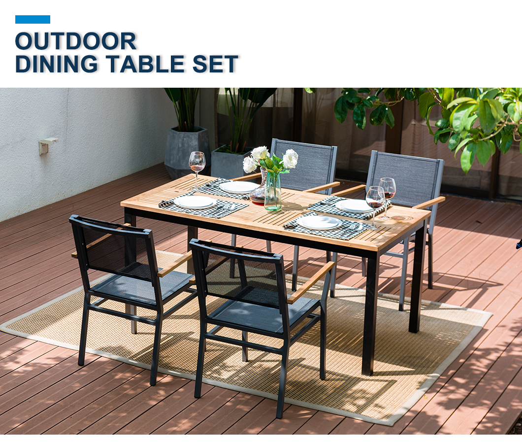 Europe Design Patio Furniture Aluminium Textliene 4 Seater Outdoor Garden Dining Set (1)