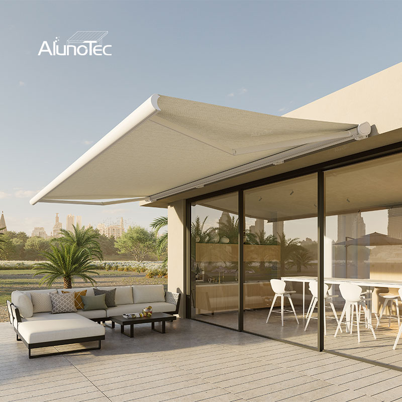 AlunoTec 2.5x2.5m 3x3m Electric Window Door Full-cassette Awning with GOB Light