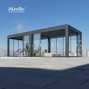 AlunoTec 4x8M Patio Outdoor House Metal Wind Resistant Pavilion Vergola Gazebo Aluminium Pergolas 