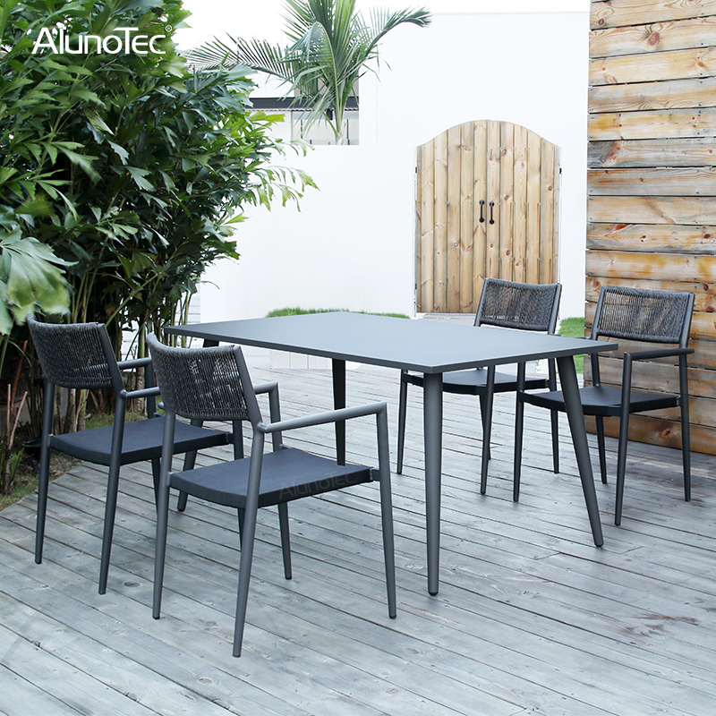 Aluminum Frame Pe Rattan Seat Outdoor Furniture Garden Coffee Chair And Table Set Chairs Product On Pergola Alunotec - Patio Furniture Aluminum Frame