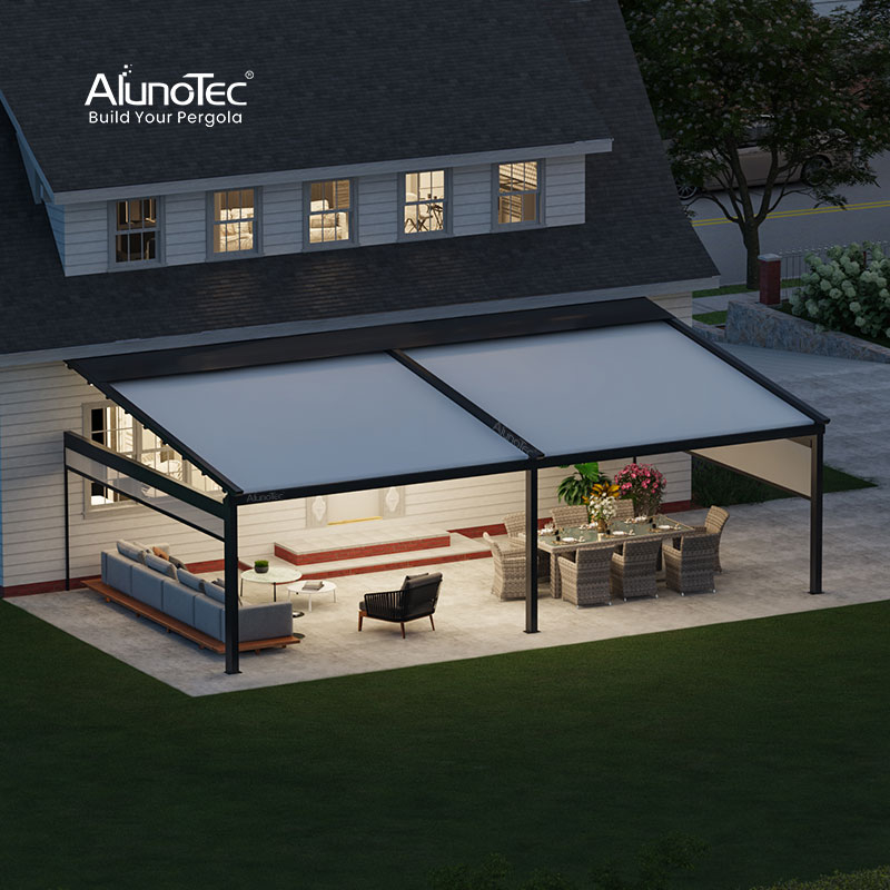 Waterproof PVC Retractable Awning Pergola Systems 