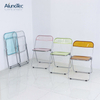 Outdoor Furniture Transparent Foldable Plastic Dining Chair in Chrome