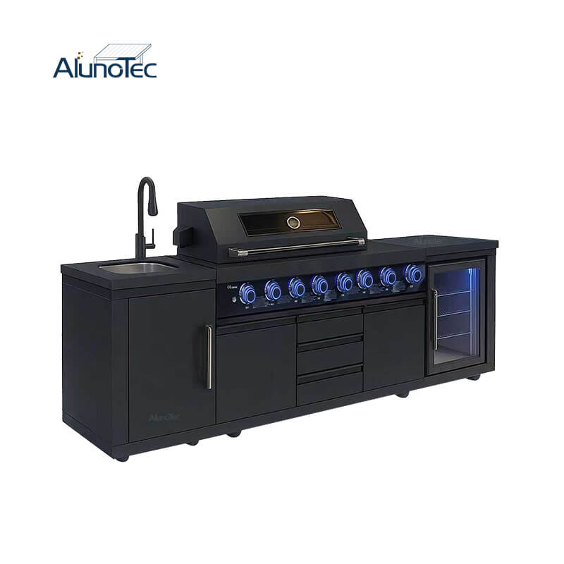 AlunoTec Multi-fuel Cooking 304 Stainless Steel Weatherproof Grill Pizza Oven Outdoor Kitchen Kits