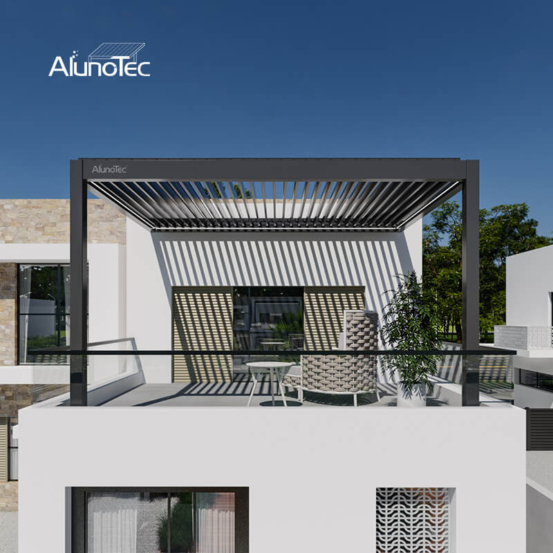 AlunoTec Electric Wall Mounted Pergola with Motorized Louvers