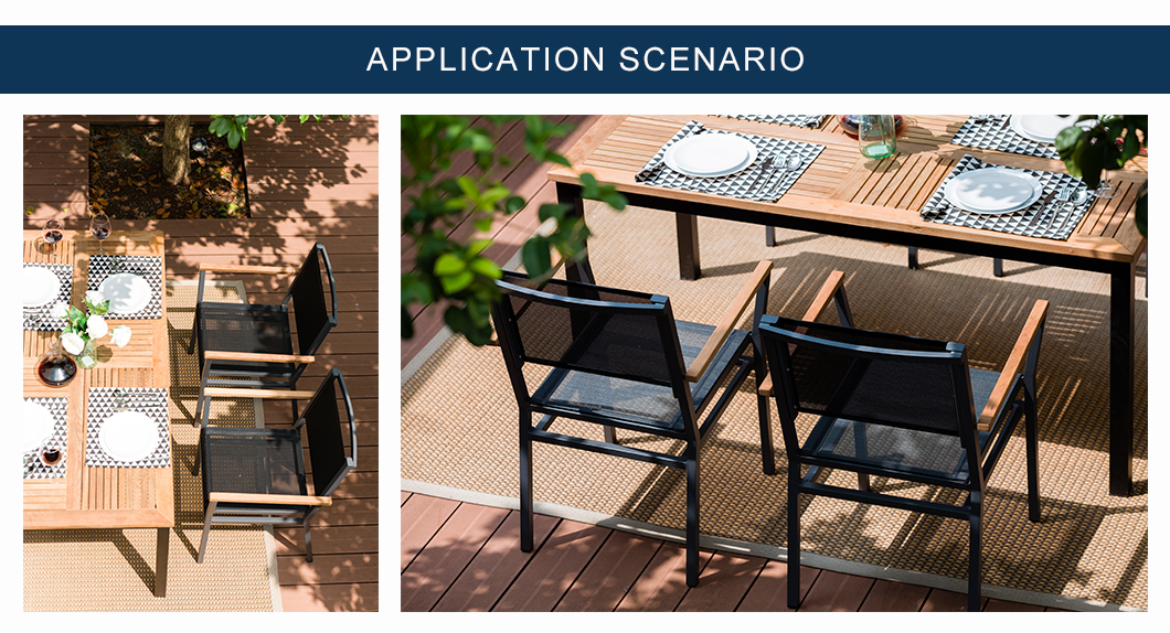 Europe Design Patio Furniture Aluminium Textliene 4 Seater Outdoor Garden Dining Set (5)