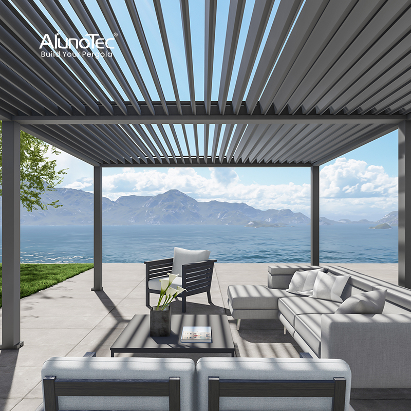 Outdoor Waterproof Garden Gazebo Motorized Pergola Aluminum Louver Roof Systems