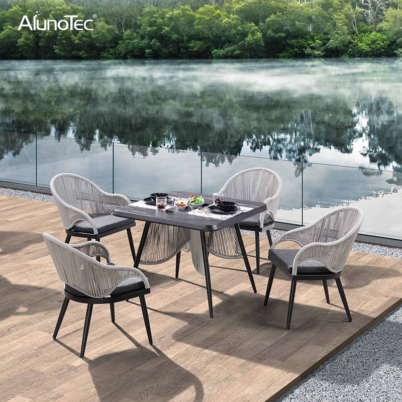 Outdoor Garden Furniture Dining Sets Stylish Rope Chair and Table