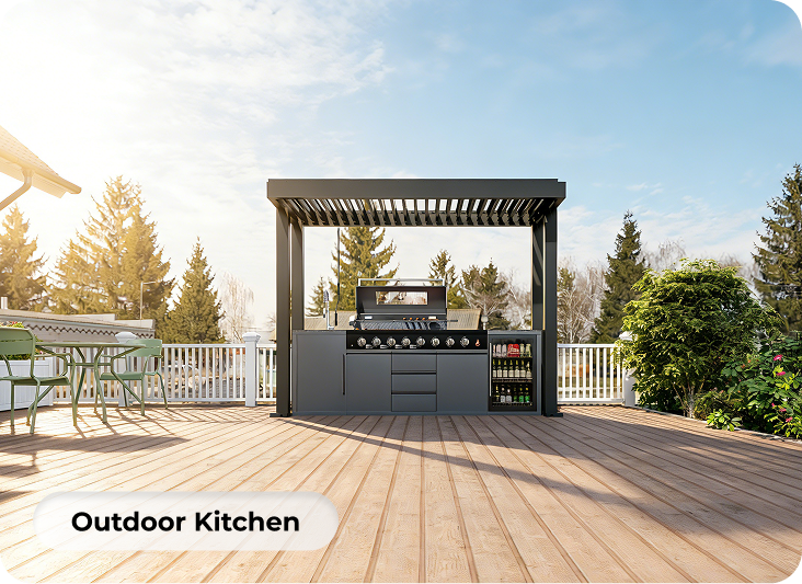 Pergola with outdoor kitchen