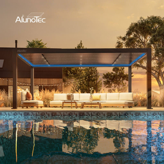 AlunoTec New 6X3.5M Custom Size 6063 T5 Freestanding Fixed Arched Roof Starlight Pergola