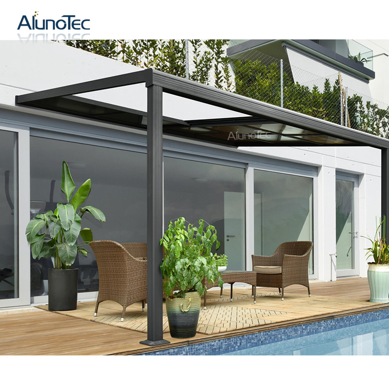 Outdoor Polycarbonate Sliding Patio Cover Gazebo With Retractable Roof