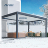 AlunoTec Customized Outdoor Waterproof Garden Gazebo Louver Pergola Cover with Glass Sliding Door