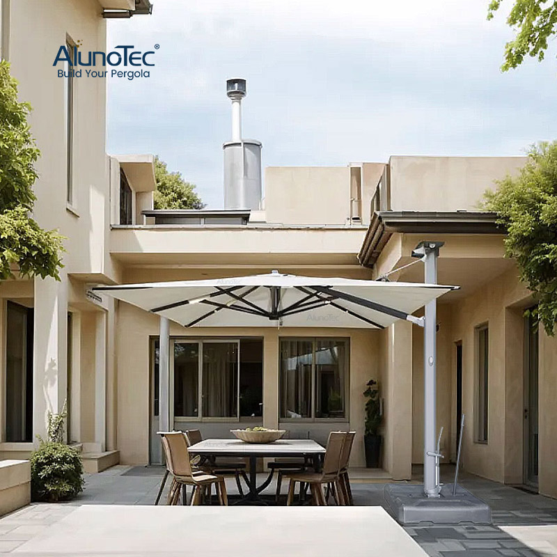 AlunoTec 3x3m Electric Manual Control Integrated Solar-powered Umbrella with Tri-colour Adjustable Light
