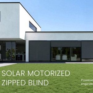 AlunoTec New Office Patio Balcony UV Protection Automatic Window Shades Pergola Solar Zip Screen 