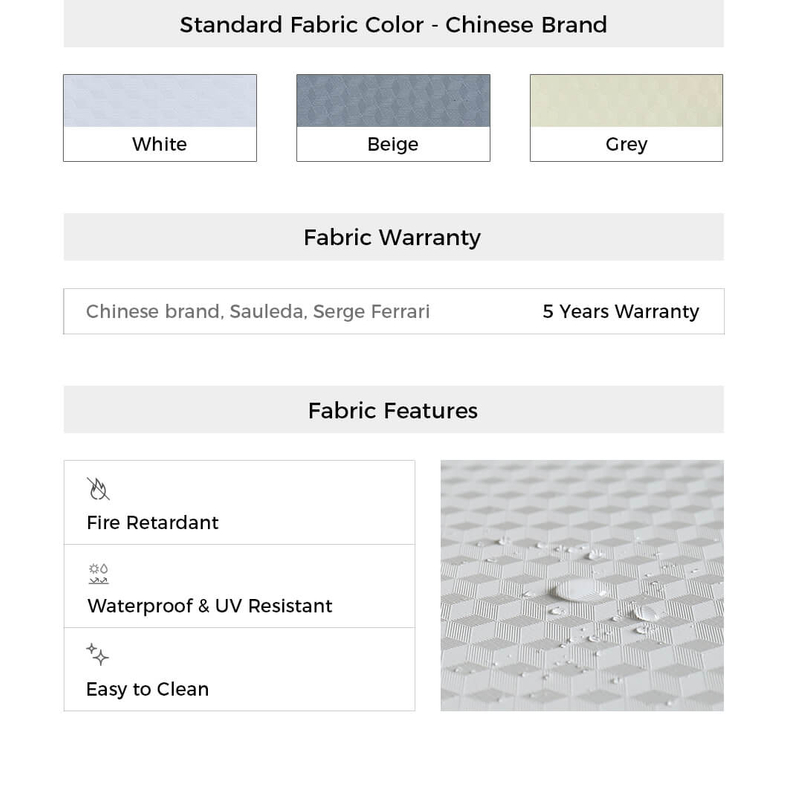 Aluminum Retractable Awning PVC Pergola Sunshading Cover