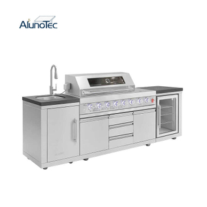 AlunoTec Multi-fuel Cooking 304 Stainless Steel Weatherproof Grill Pizza Oven Outdoor Kitchen Kits