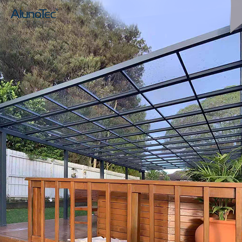 Outdoor Aluminum Frame Garden Polycarbonate Roof Cover Canopy Sliding On Pergola Alunotec - Aluminum Patio Cover With Clear Roof