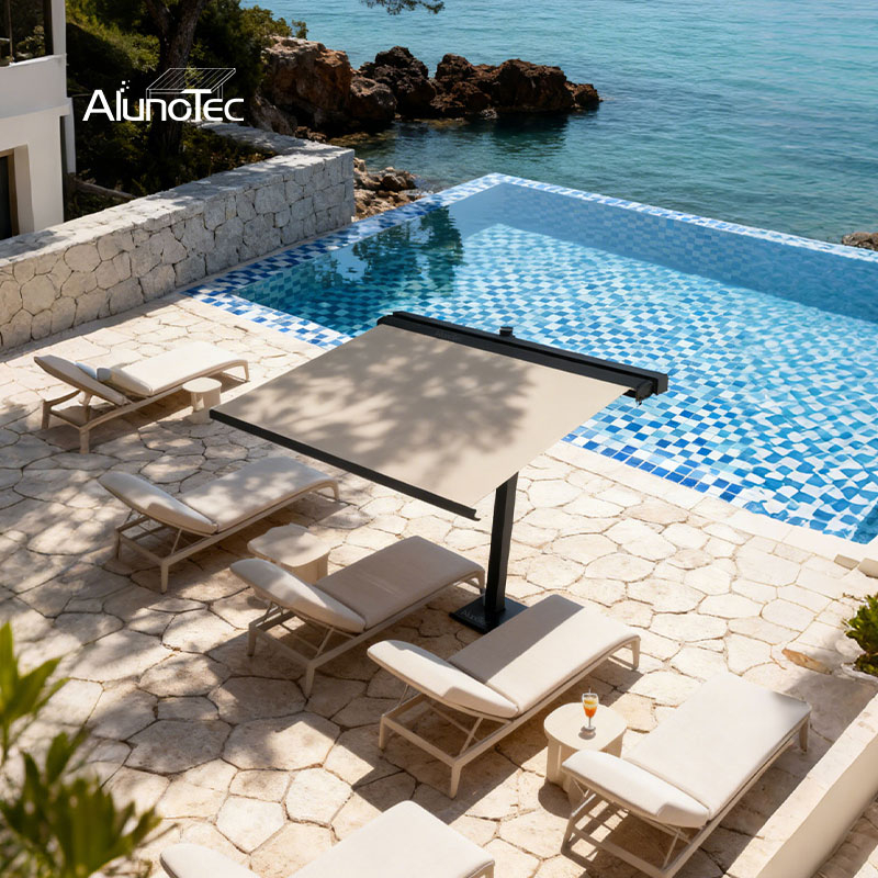 AlunoTec New Outdoor Y-Type 2.5X3M 3.5X3M Motorized Manual Full Retractable Awning with LED Light